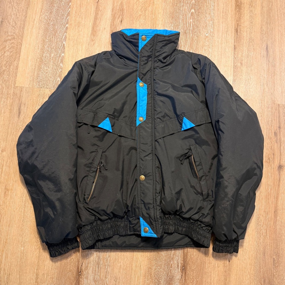 Urban Outpost Snow Jacket Small Mens Black Blue Vintage Insulated Retro CS-M145